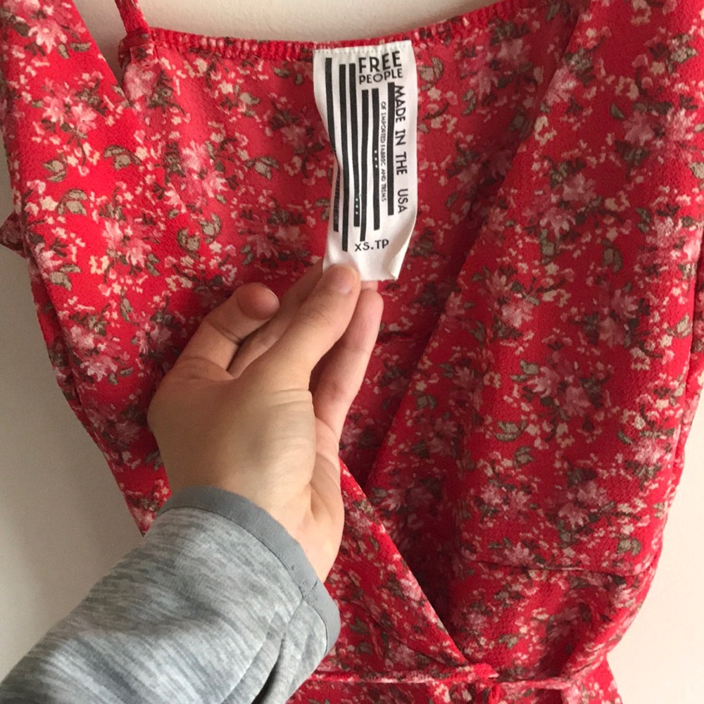Free People Red Ruffle Wrap Dress - Picture 2 of 5